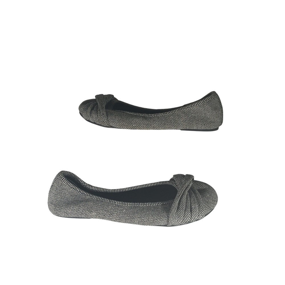 American Eagle Ballet Flats 11 Black White Herringbone Knotted Round Toe Classic